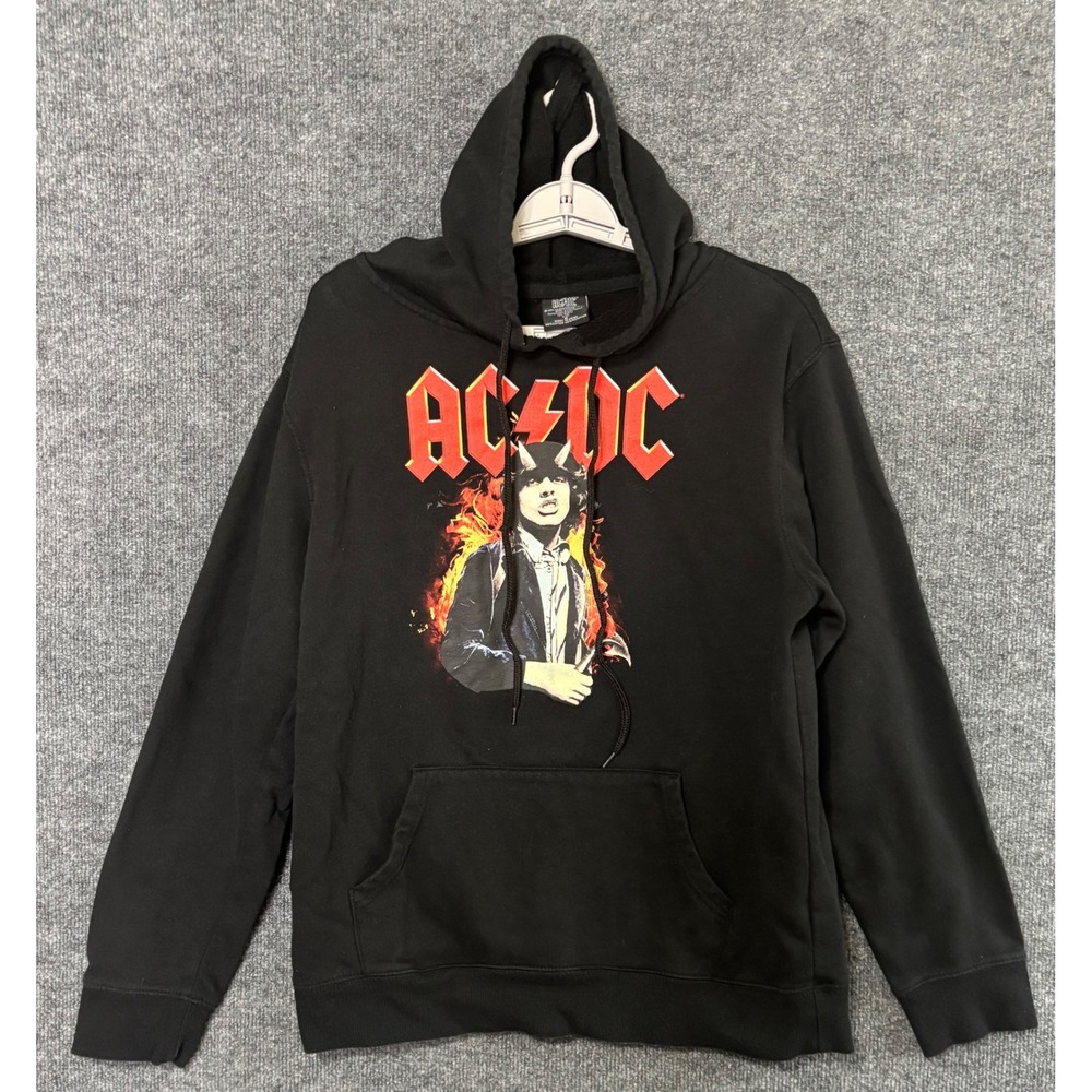 ACDC Band Hoodie Black‎ Graphic Print Long Sleeve Men's Size Medium